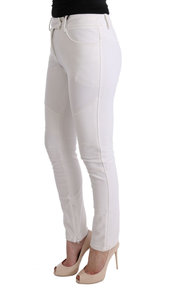 Pantaloni di cotone chic bianco slim fit