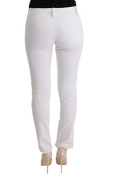 Pantaloni di cotone chic bianco slim fit