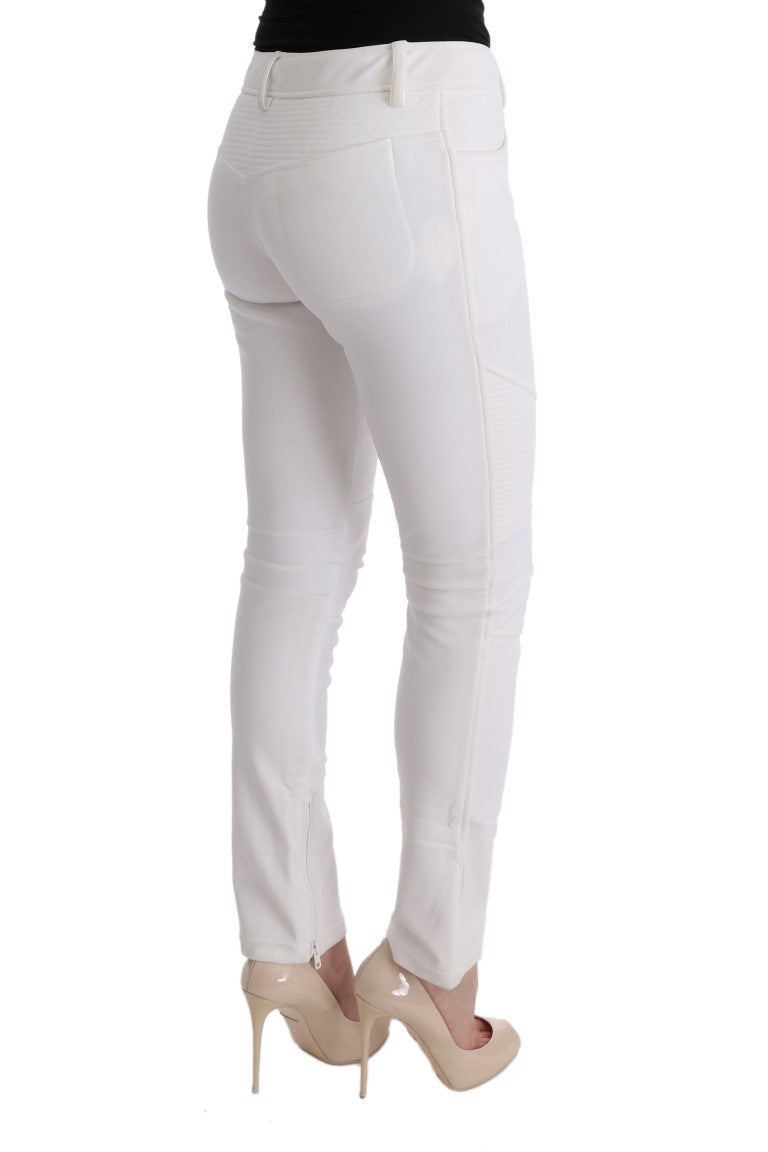 Pantaloni di cotone chic bianco slim fit