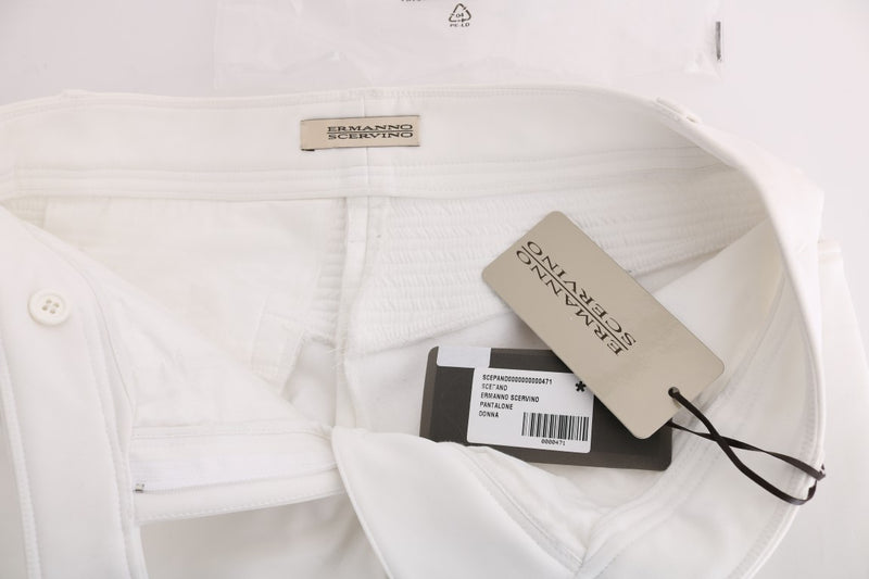 Pantaloni di cotone chic bianco slim fit