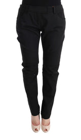 Elegante pantaloni in forma slim cotone nero