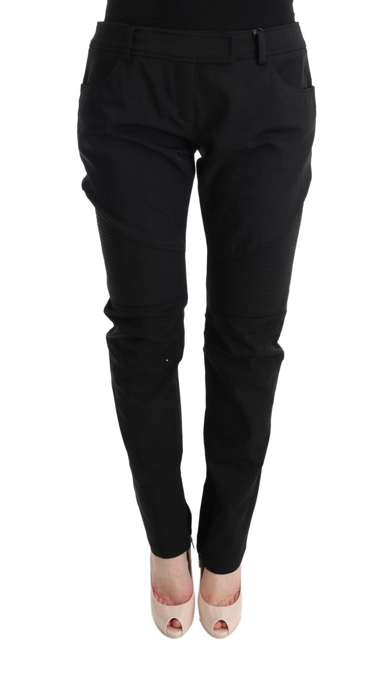 Elegante pantaloni in forma slim cotone nero