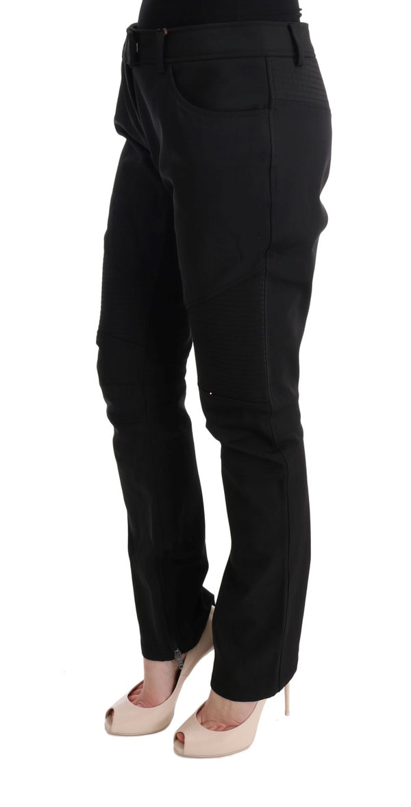 Pantalones de ajuste delgados de algodón negro elegante