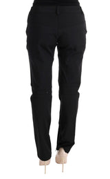 Pantalones de ajuste delgados de algodón negro elegante