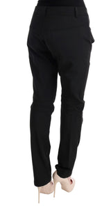 Pantalon slim en coton noir élégant