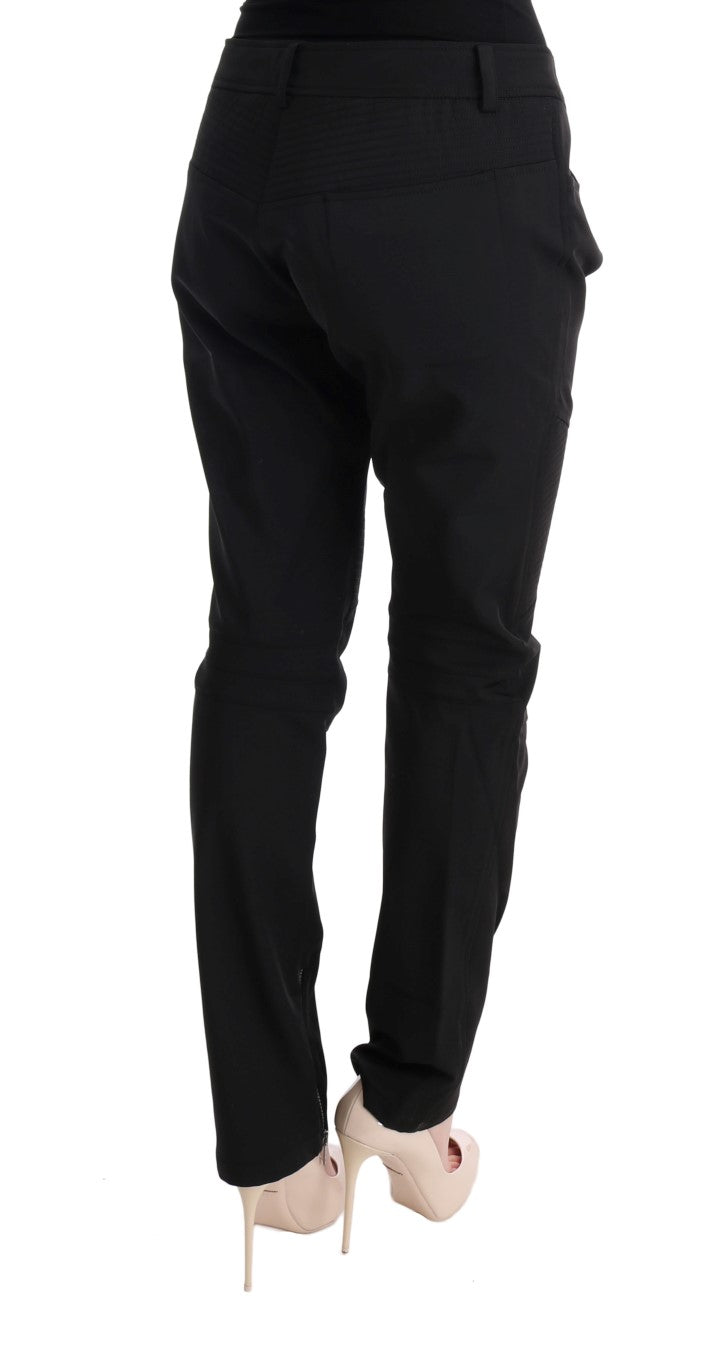 Elegante pantaloni in forma slim cotone nero