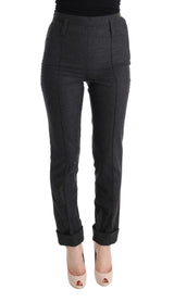 Pantaloni magri grigi casual grigio chic