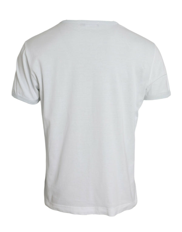 White Cotton Round Neck Short Sleeve T-shirt