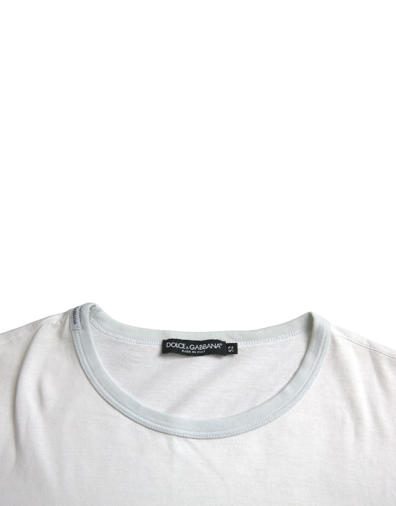 T-shirt a manica corta in cotone bianco di cotone