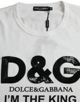 T-shirt White D&G King Print Cotton Crewneck