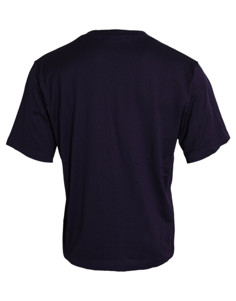 T-shirt di cotone a maniche corte a manica corta patch viola