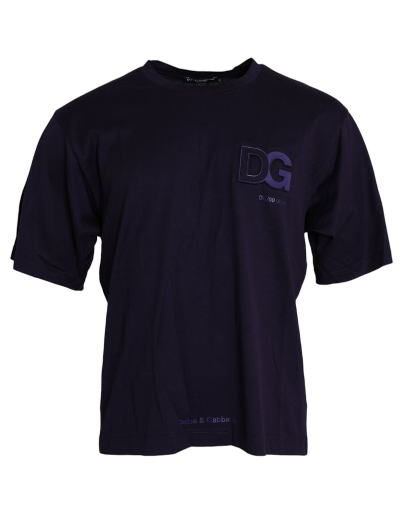 T-shirt di cotone a maniche corte a manica corta patch viola