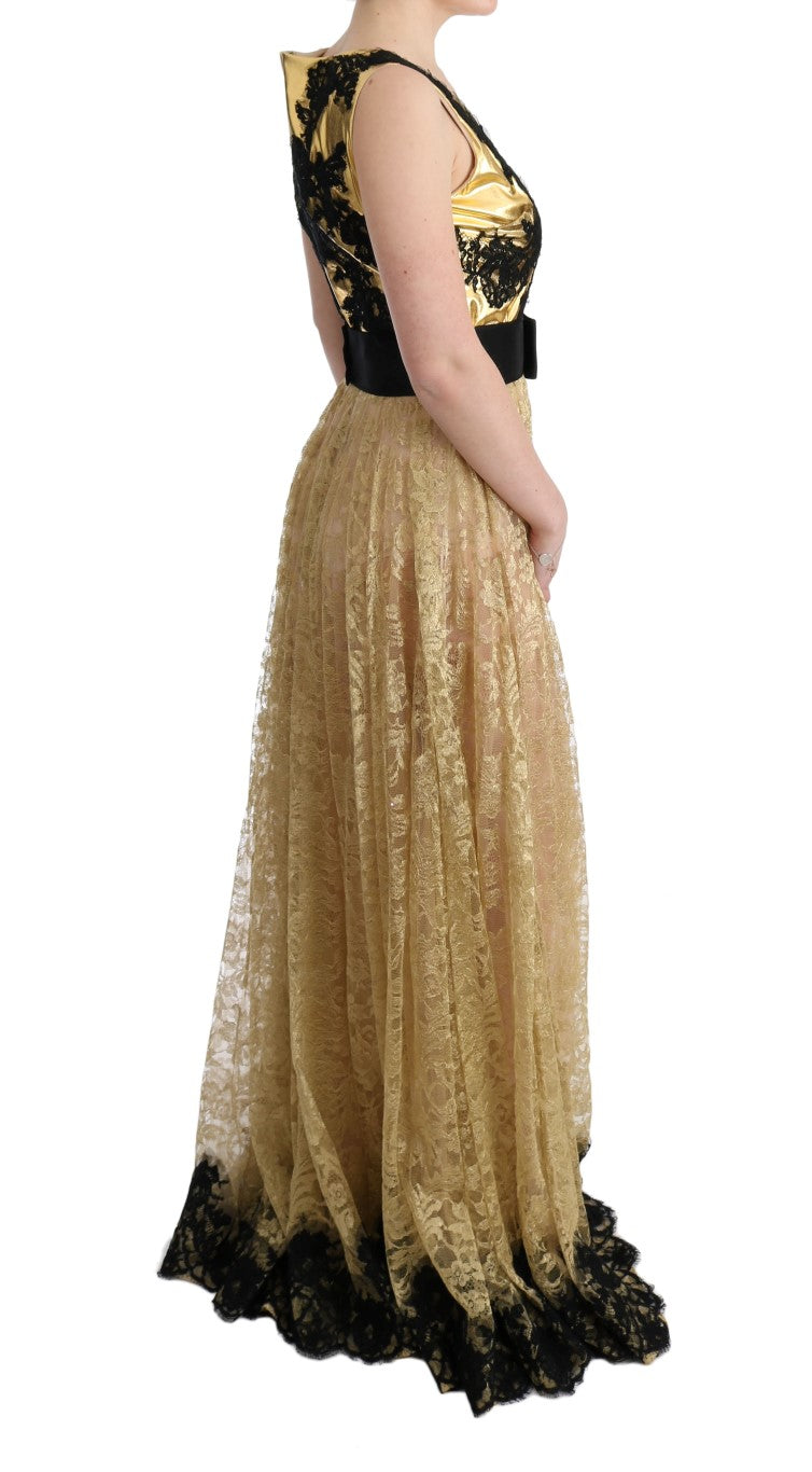 Elegantes goldenes Blumenkleid mit Blumenkleid