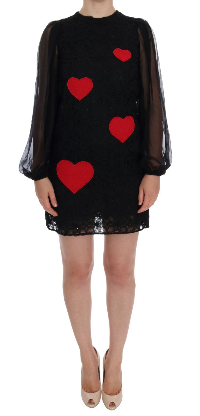 Élégant robe de quart d'applique de coeur en dentelle noire