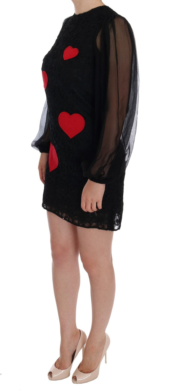 Élégant robe de quart d'applique de coeur en dentelle noire