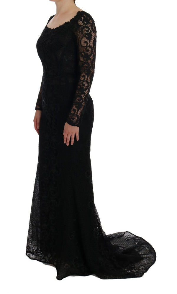 Élégant robe maxi de gaine noire pleine longueur