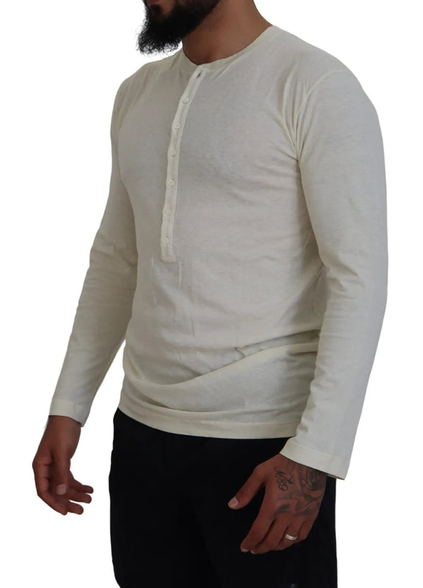 Beige Baumwollwäsche Langarmpullover Pullover