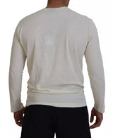 Maglione pullover di lino in lino in cotone beige