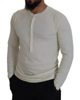 Beige Baumwollwäsche Langarmpullover Pullover