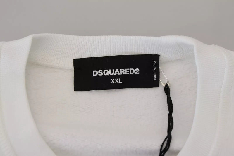 Suéter de sudadera de cuello de tripulación bordado blanco