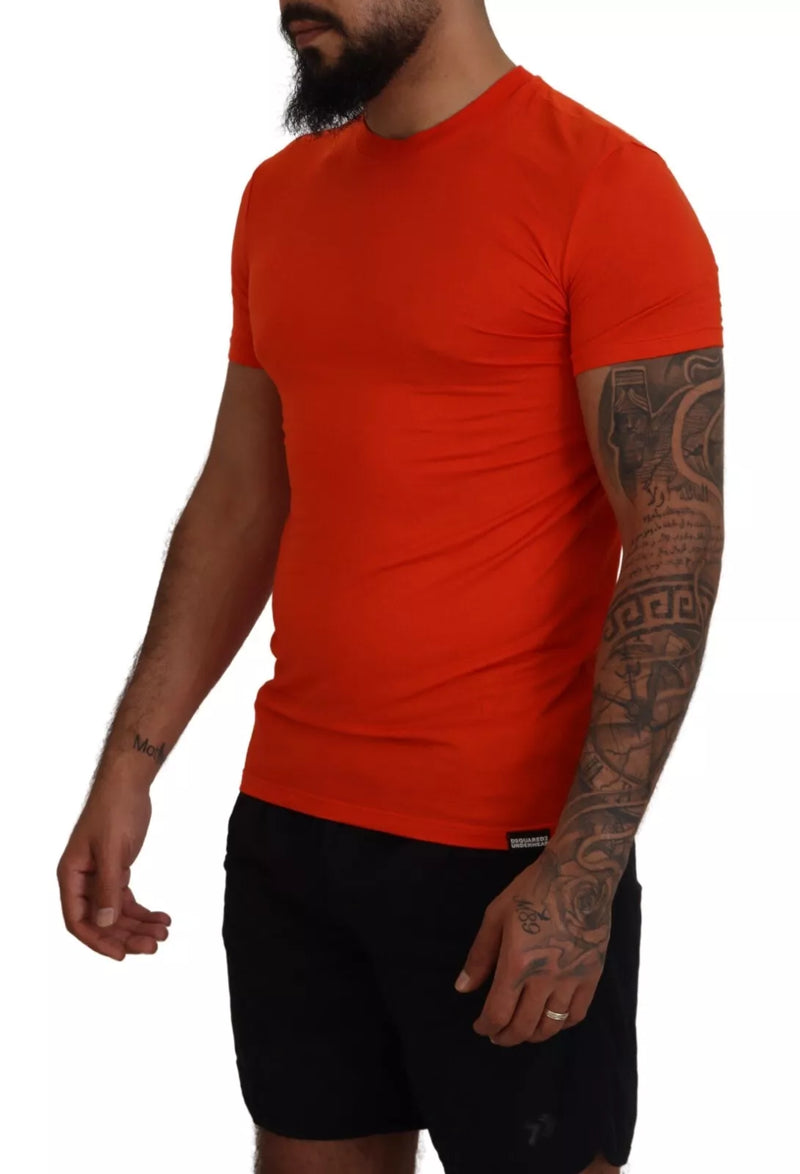 Camiseta de cuello de cuello de manga corta modal naranja