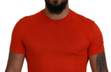 Camiseta de cuello de cuello de manga corta modal naranja