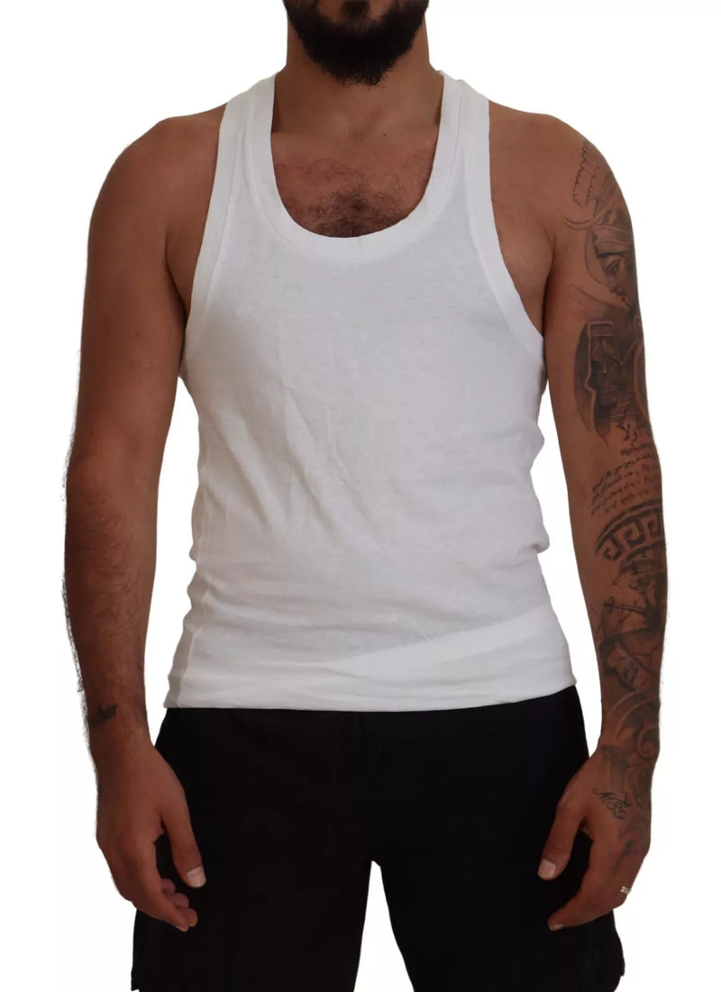 Camiseta de tanque sin mangas de lino de algodón blanco