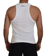 White Cotton Linen Sleeveless Tank T-shirt