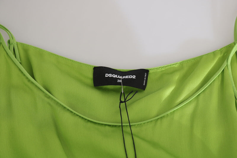 Sangle de spaghetti verte longue robe plissée A-Line