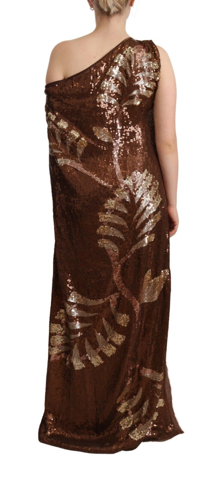 Brown Leaf Sequined Shift Ένα φόρεμα μακρού ώμου