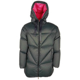 Elegante chaqueta de edredón gris fucsia