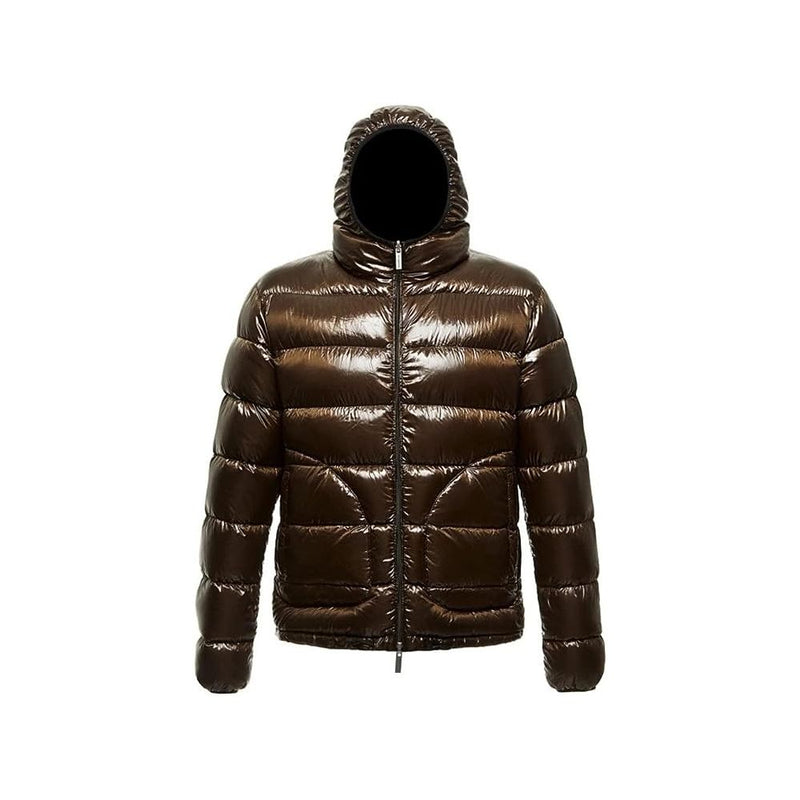 Reversible Kapuzedown -Jacke in braun und schwarz