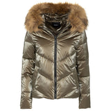 Öko-Fur-Jacke mit Kapuze in Braun