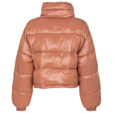 Chic Pink Polyamide Short Down Jacket