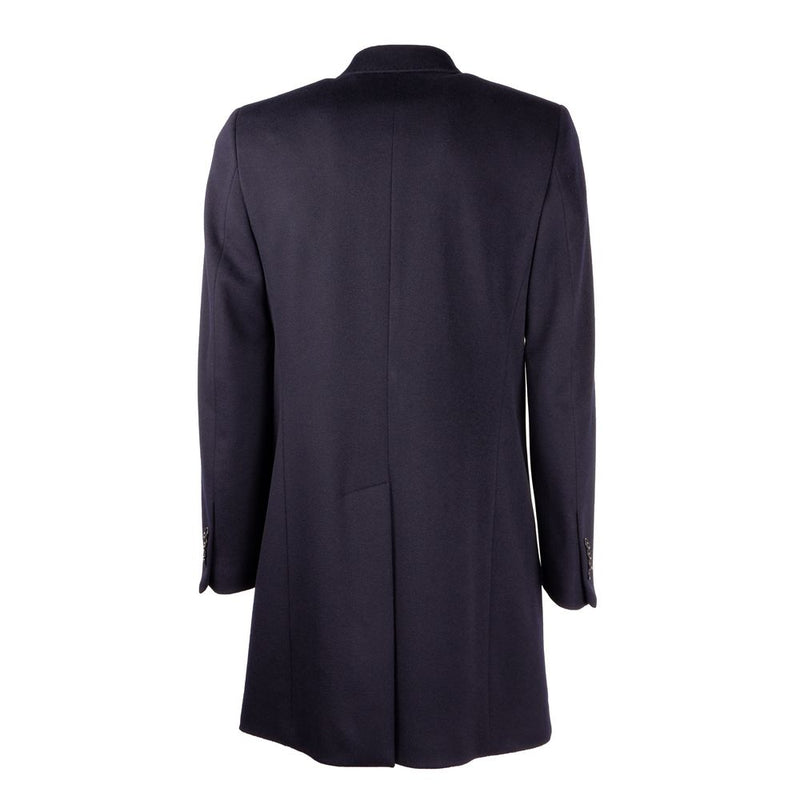 Blue Virgin Wool Men Jacket