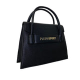 Elegante bolso negro con acento logo