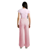 Chic Pink Palazzo Pants με κορνίζα