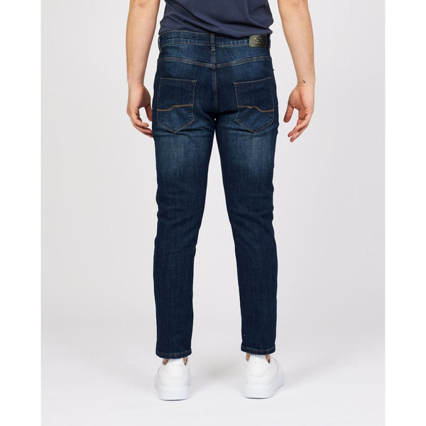 Sleek Blue Cotton Stretch Jeans