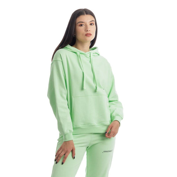 Sudadera con capucha de algodón verde elegante