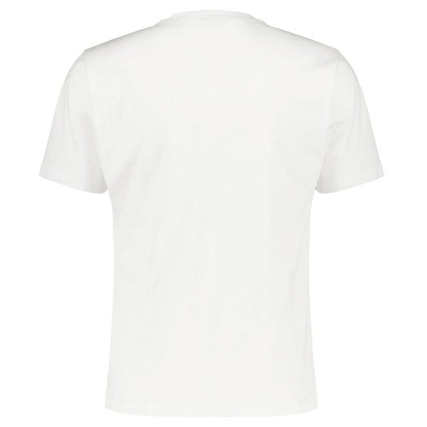 Camiseta de algodón de cuello blanco de tripulación blanco elevado