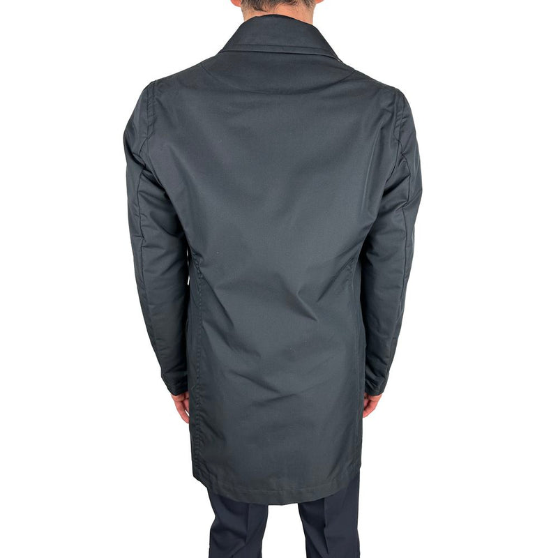 Eleganter marineblauer einreißiger Trenchcoat