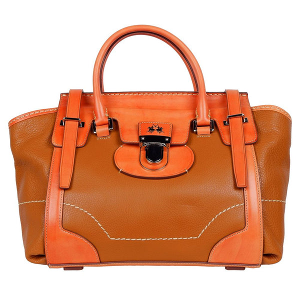 Orange Lederhandtasche