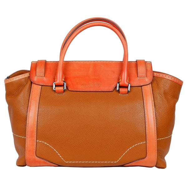 Orange Lederhandtasche