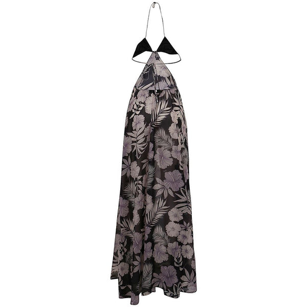 Robe maxi d'élégance florale avec des détails divisés