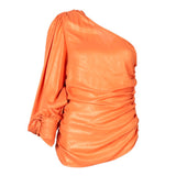 Blouse chic orange laminée