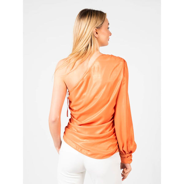 Schicke orange laminierte Bluse