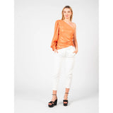 Blouse chic orange laminée