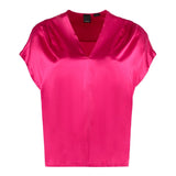 Blusa di miscela di seta fucsia elegante