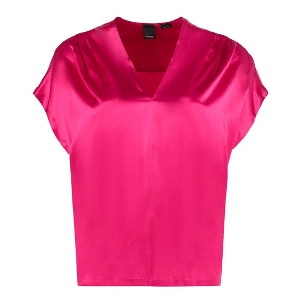 Blusa di miscela di seta fucsia elegante