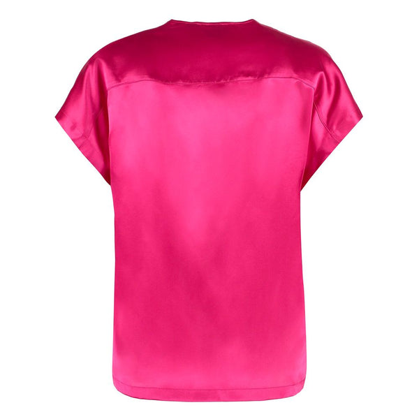 Blusa di miscela di seta fucsia elegante